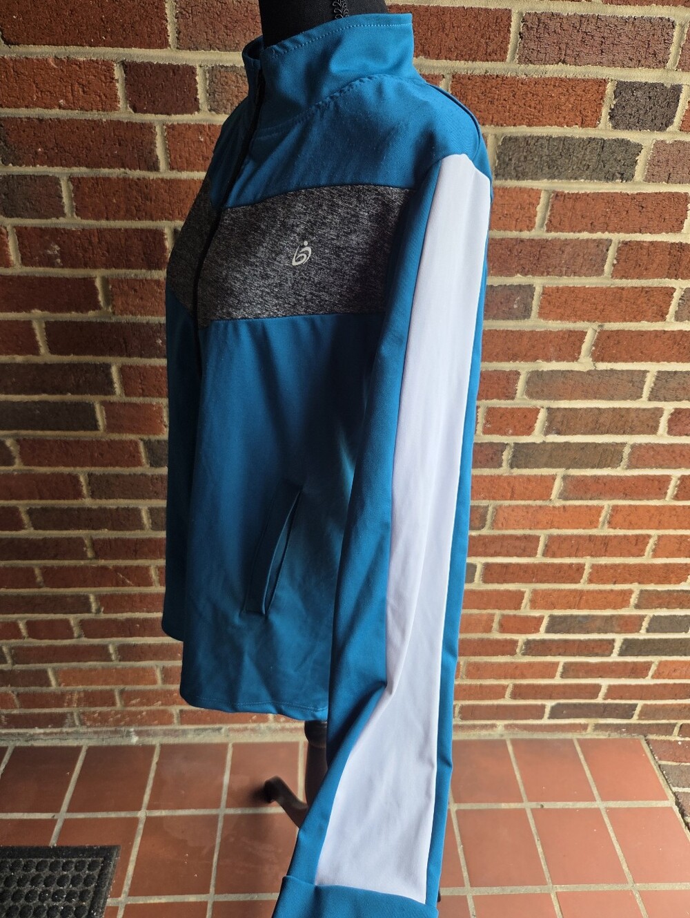 Body Instincts Turquoise & Feather Grey Knit Full Zip Womens Fleece | Size 1XL - Picture 4 of 7